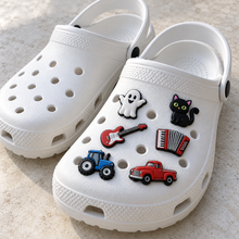 Load image into Gallery viewer, Illustrative styling idea: white clogs with assorted charms, image 1. Designs may differ from available variants.
